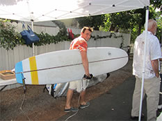 Surfer leaving before Penny Lane party