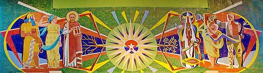 Description: Mural at the entrance of Museo Bellas Artes.